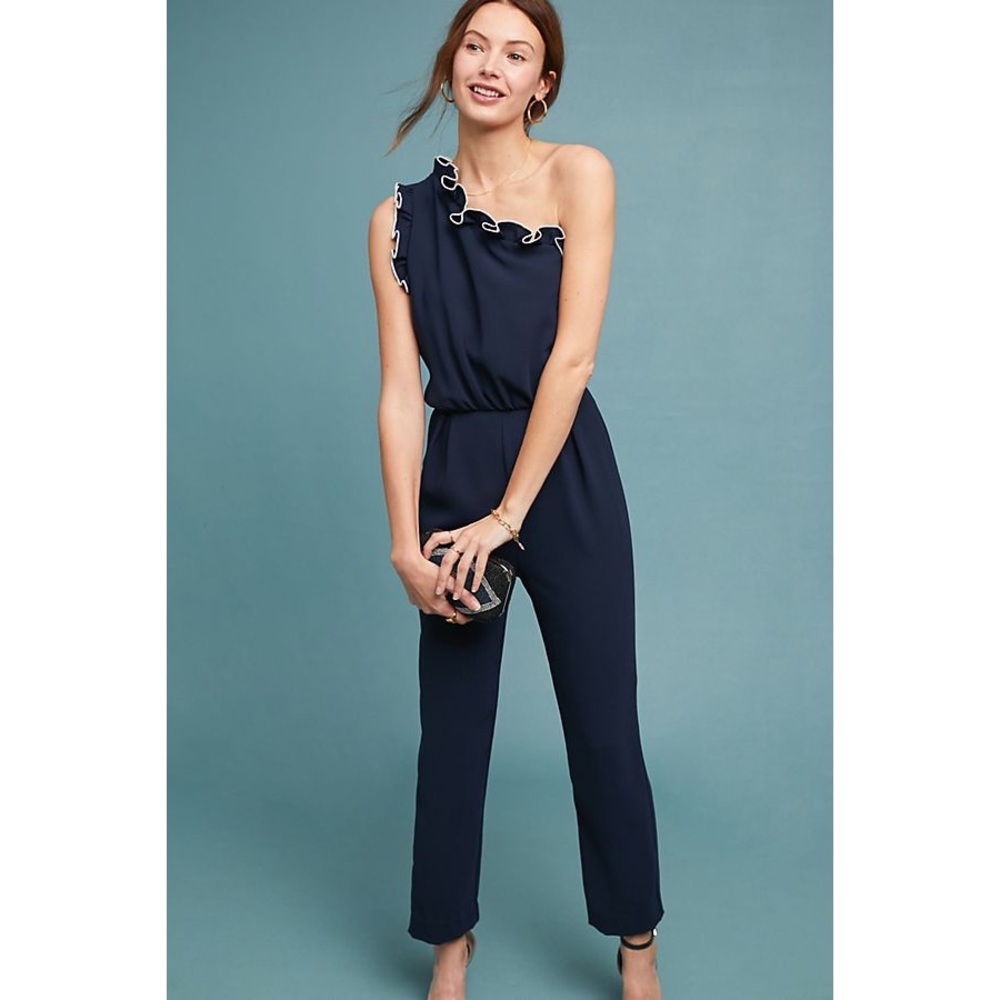 ML Monique Lhuillier One-Shoulder Jumpsuit